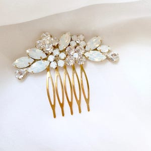 Opal bridal comb, blue tones rhinestone bridal hairpiece, bridal hair comb, decorative comb for wedding, bridal hair accessories hair image 2