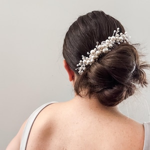 Classic Pearl Bridal Comb | Simple Faux Pearl Wrapped Hair Comb for the Bride or Bridemaids | Gold or Silver or Rose Gold  SCRIPTED