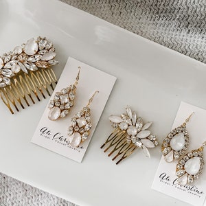 Bridal Earrings White Ivory Statement Wedding Earrings Crystal Earrings Gold or Silver Earrings earrings for bride FLYNN image 4