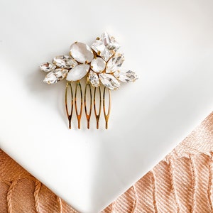 Small Swarovski Rhinestone Wedding Comb, Swarovski Bridal Comb, classic crystal hair comb white brides comb LEXIE
