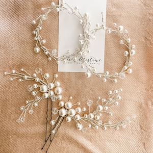 Pearl bridal hoop earrings, statement earrings. Wedding hoop earrings, large pearl earrings, WILLOW image 6