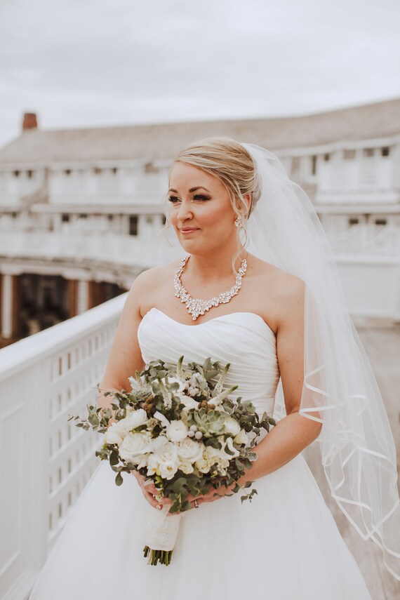 Statement Rhinestone Bridal Necklace | Luxe Crystal Collar, Handmade