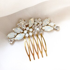 Opal bridal comb, blue tones rhinestone bridal hairpiece, bridal hair comb, decorative comb for wedding, bridal hair accessories hair image 3