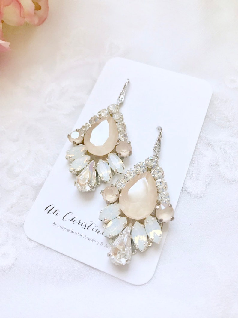 Bridal Earrings Ivory Statement Wedding Earrings Opal Etsy