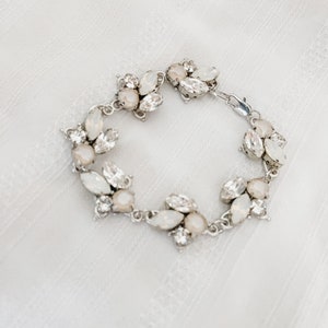 Ivory and White Opal Bridal Bracelet | Opal Wedding Bracelet silver or gold rhinestone bridal bracelet ARIA Bracelet
