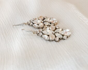 Bridal Earrings | Ivory Statement Wedding Earrings | Opal Earrings | Bridesmaid Earrings | Nude Blush Earrings | Swarovski Earrings HAVEN