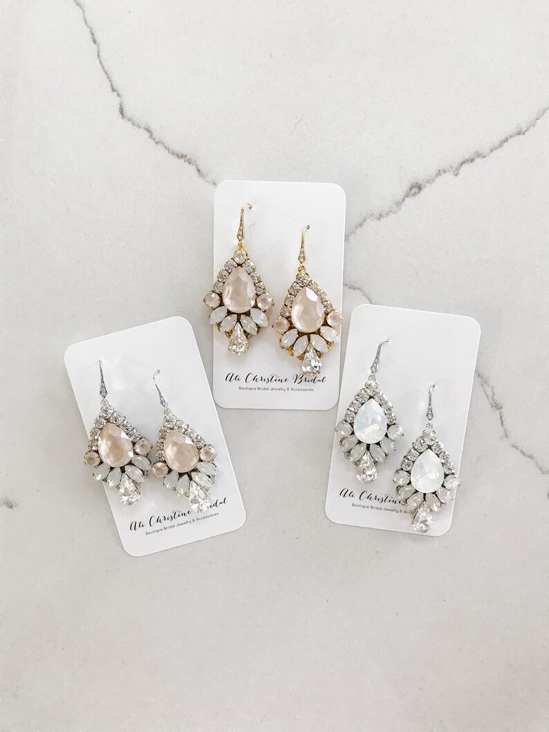 Bridal Earrings Ivory Statement Wedding Earrings Opal Etsy