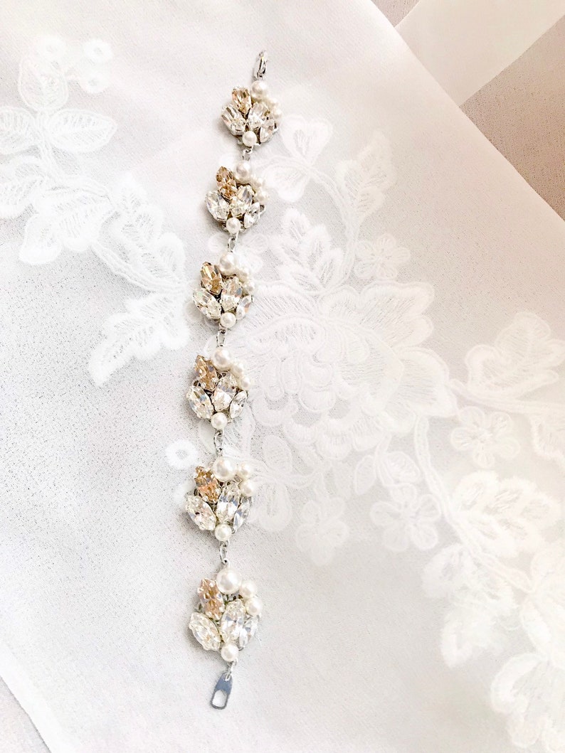 Champagne Bridal Bracelet Wedding Bracelet Bridesmaid Jewelry Choose your own accent color Pearl bridal bracelet KENNA image 2