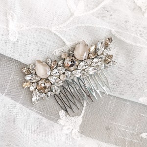 Champagne Rhinestone Comb | Wedding Comb | Opal Bridal Comb | Ivory Cream Bridal Hair Comb | Swarovski Comb | ELIZABETH COMB