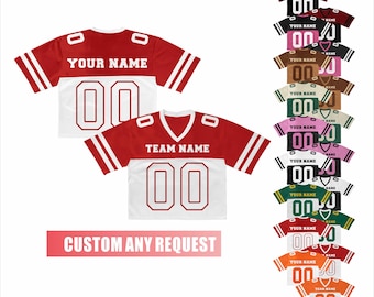 Personalized Crop Football Jersey, Custom Glitter Embroidered Top for Women, Cute Cheerleading Gift, Navel-Baring Short Sleeve Shirt
