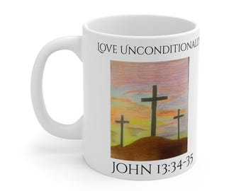Christian Mug: Jesus Teachings & Cross Design - 11oz Ceramic