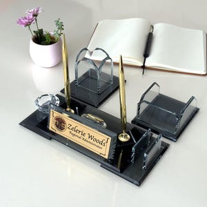 Personalisierter Luxus Schreibtisch Set 3 in 1, Visitenkartenhalter, Stiftbecher, Haftnotizhalter, Individueller Schreibtisch Organizer für das Büro