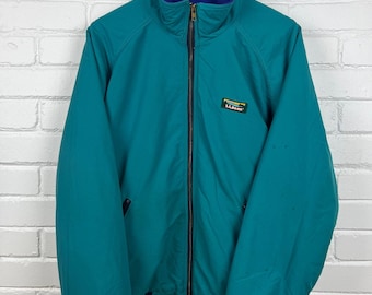 Vintage 90s LL Bean Fleece Lined Warm Up Nylon Bomber Jacket Size L