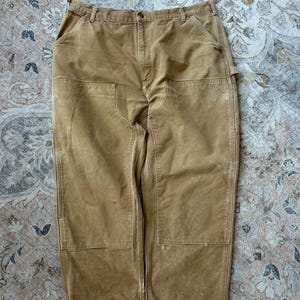 Vintage 90s Carhartt Canvas Work-Wear Double Knee Dungaree Fit Pants Size 40W