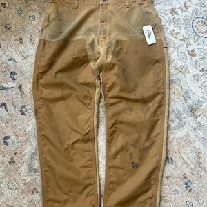 Carhartt Canvas Work-Wear Double Knee Dungaree Fit Pants Size 40W Beige B292