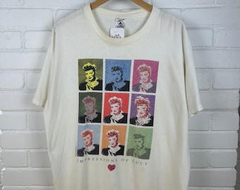 Vintage 1997 I Love Lucy Impressions Of Lucy Art Graphic TV Promo T Shirt Size XL 90s
