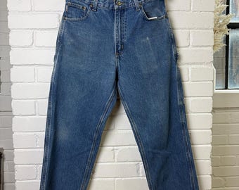 Vintage Carhartt Carpenter Work Wear Denim Stonewash Denim Jeans Pants 36W