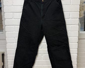 Vintage Carhartt Dungaree Fit Canvas Work Wear Black Fit Size 34W
