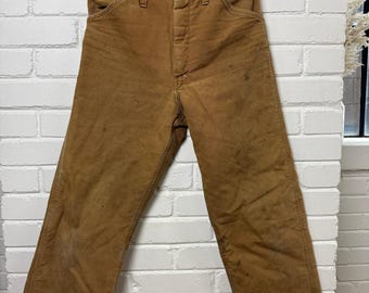 Vintage 80/s90s Carhartt Work Wear Carpenter Insulated Canvas Pants Size 31W