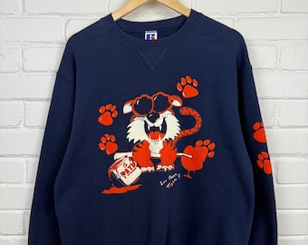 Vintage 90s Clemson Tigers Love Those Tigers Russell Athletic Puff Print Sweatshirt Size XL