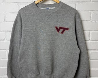 Vintage 90s Virginia Tech Hokies Graphic Collegiate Russell Atheltic Sweatshirt Size M