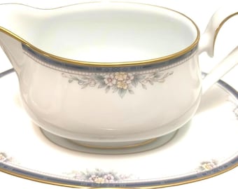 Noritake Gravy Boat Blue Floral Gold Trim Serving Piece Replacement Ontario #3763