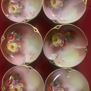 Vintage Noritake China Dessert Bowls with Gold Handles Set of 6 Made in Japan