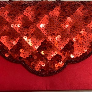 Red Sequin Clutch Purse Stefani Evening Bag Satin Formal Party Prom Handbag