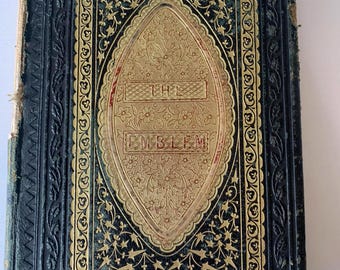 Antique 1850s Freemason Book: The Emblem, Leavitt & Allen NY, Gilt Cover