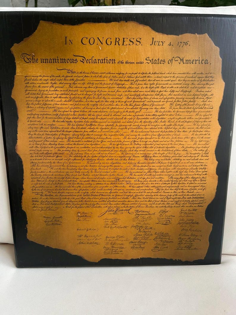 Declaration of Independence Wood Wall Art Handmade Patriotic Historic ...