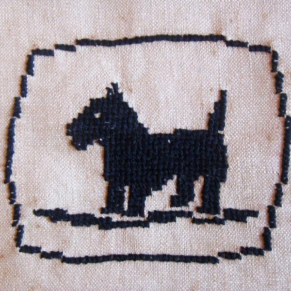 Vintage Scotty Hund Stickerei
