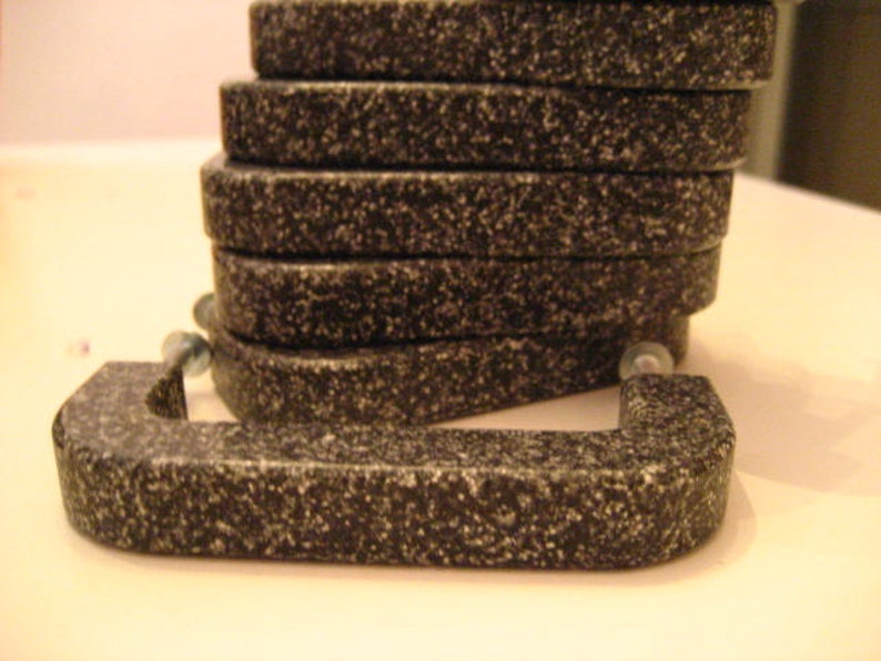 Set of 8 Vintage 1980s Black and Grey Retro Acrylic Dresser Drawer Pulls