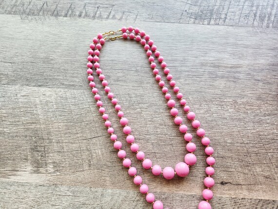 Buy Pair of Vintage Bright Pink Beaded Necklaces Online in India Etsy