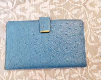 Vintage Leather Bright Blue Passport Wallet