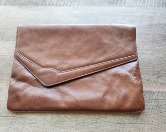 Vintage Large Leather Nordstrom Clutch Style Handbag