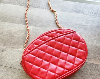 Vintage Red Quilted Crossbody Style Purse