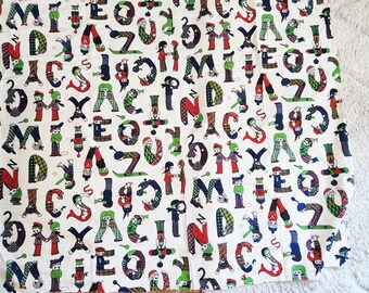 1.97 Yards Vintage Children's Alphabet Lightweight Cotton Fabric- 43 1/2" wide