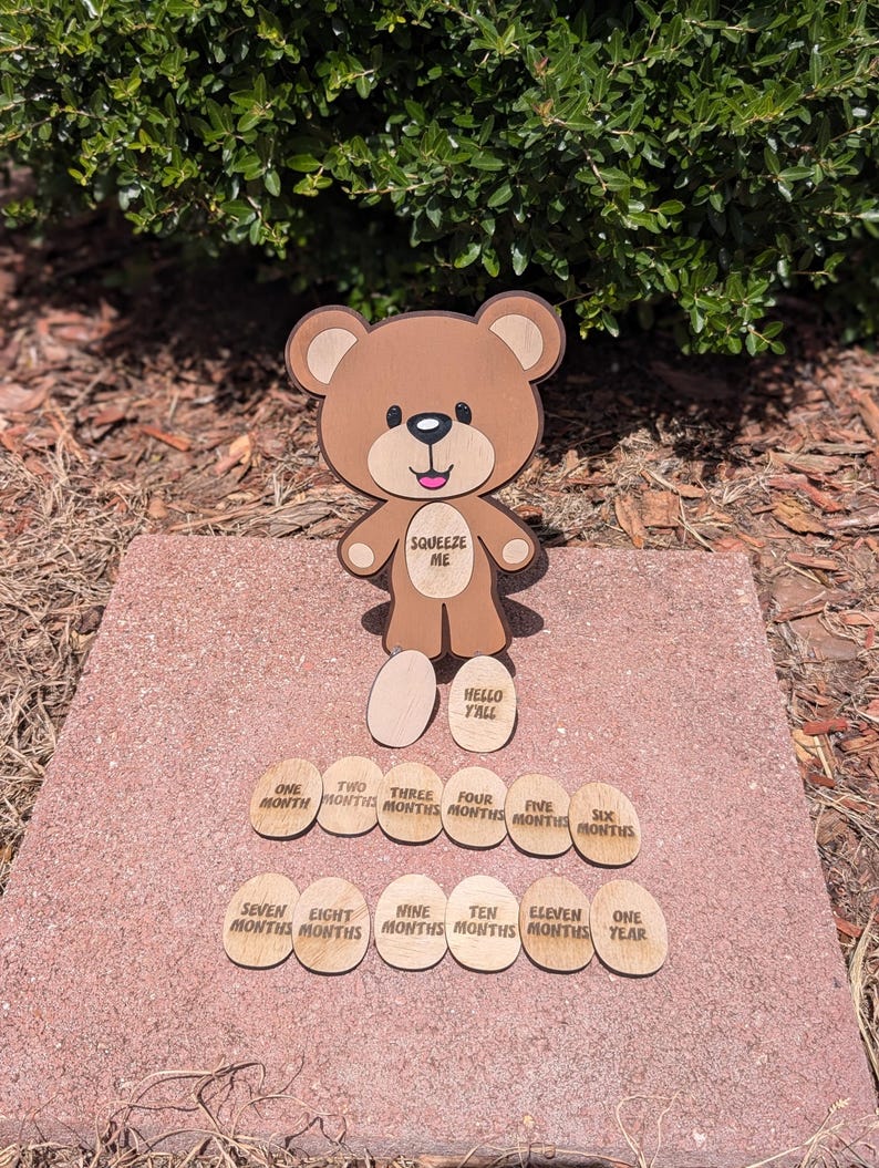 Teddy Bear Baby Monthly Milestone Photo Prop Digital File for Cutting ...
