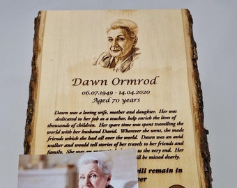 Memorial plaque, Photo memorial plaque, engraved memorial, engraved keepsake, engraved photo plaque, memorial keepsake, wooden plaque
