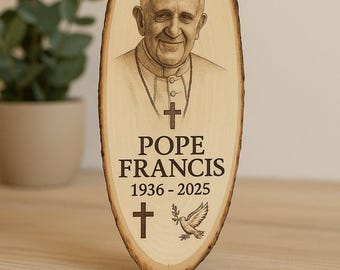 Pope Francis Wooden Memorial Plaque