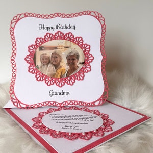 Photo Personalised Handmade Grandma Birthday Card | Luxury Birthday Card | 3D Birthday Card | Special Birthday Card | Birthday Card for Her