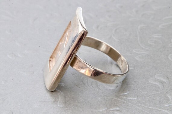 Sterling silver signet ring, Rectangular ring wit… - image 6
