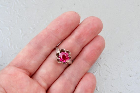 Ruby sterling silver ring, Flower silver ring, Le… - image 9