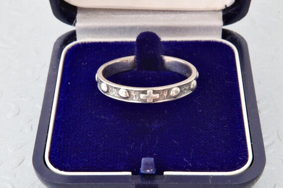 Sterling silver ring solid stripe, Religious ring… - image 4