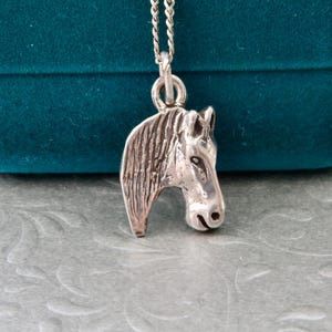 Sterling silver horse head pendant, Sterling silver horse necklace, Silver animal jewelry, Gift for horse lover