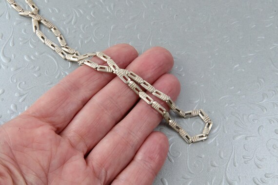Wide sterling silver chain rectangular geometric … - image 2