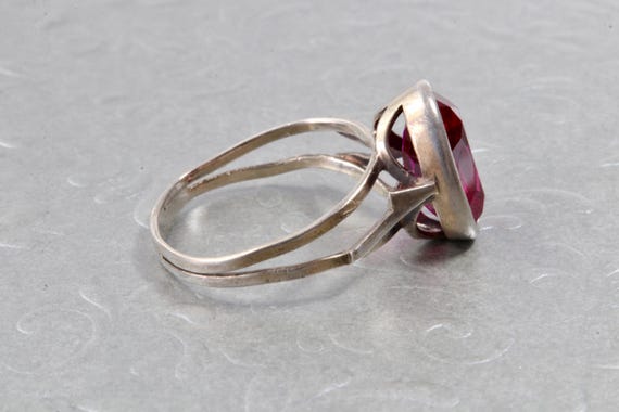 Vintage Soviet ring 875 silver red ruby - image 7