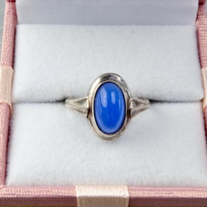 Sterling silver ring with blue stone, Blue ring, Small silver ring for girls, Vintage 835 silver ring