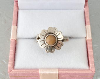 Anillo de plata de ley con forma de flor, anillo de plata con ámbar