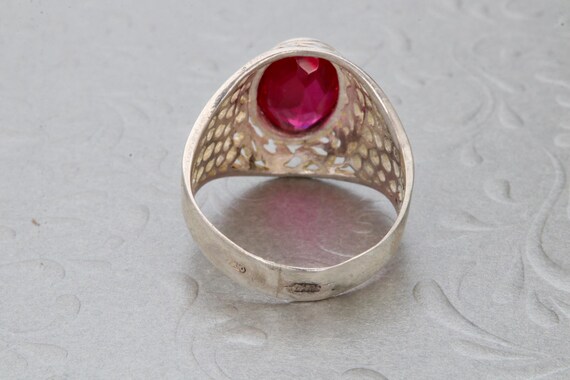 Sterling silver red ruby ring, Vintage Soviet fil… - image 8